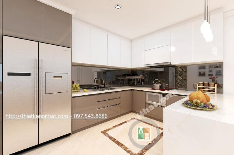 Mẫu tủ bếp hiện đại cao cấp dành cho biệt thự chung cư