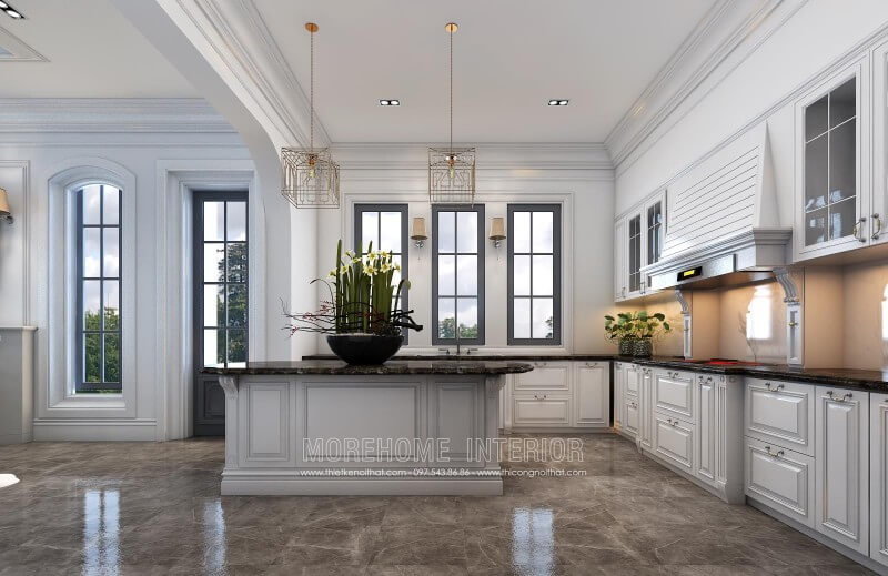 Tủ bếp đẹp bằng gỗ tự nhiên và gỗ công nghiệp