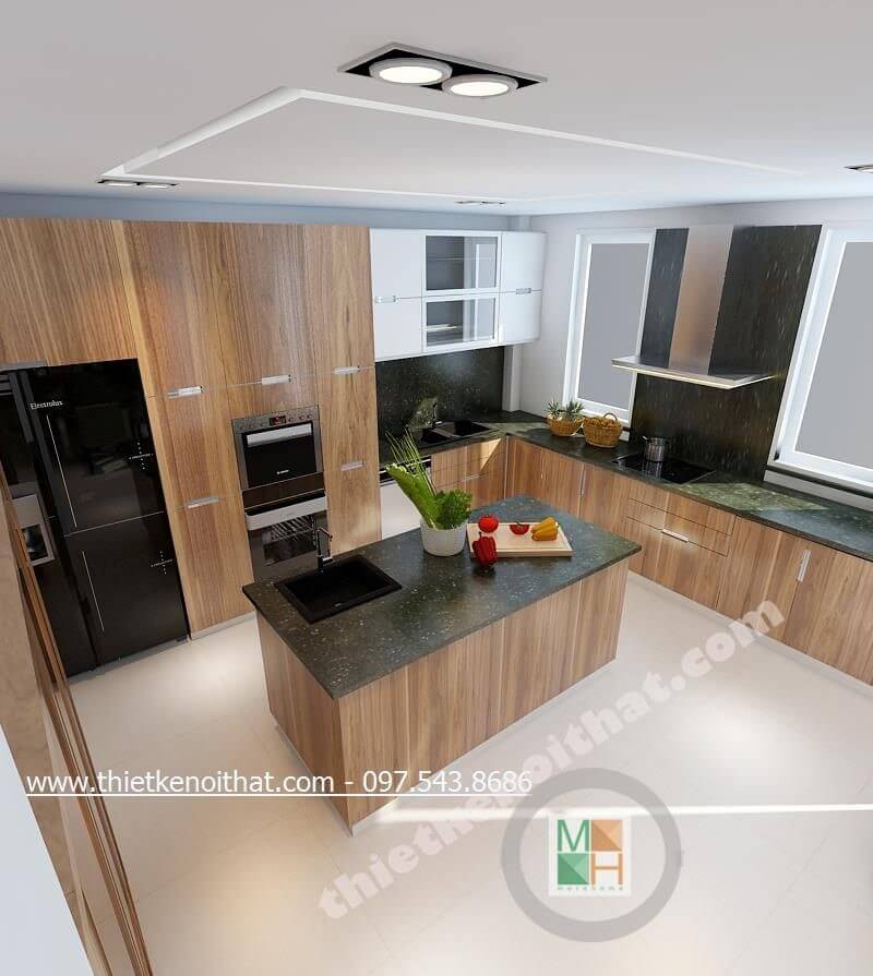 Mẫu tủ bếp hiện đại tiện nghi