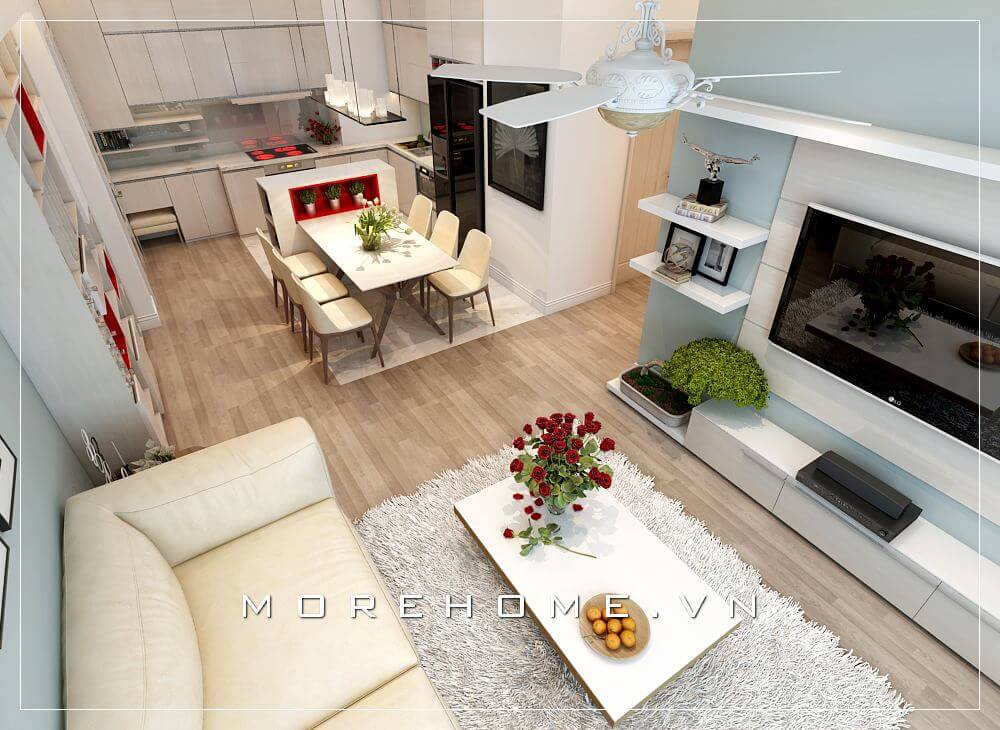 Mẫu tủ bếp gỗ acrylic màu trắng hiện đại, mặt bếp ốp đá màu trắng giúp không gian phòng bếp sạch sẽ và tiện nghi hơn tủ bếp đẹp và ấn tượng