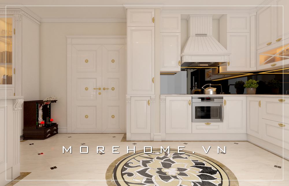tủ bếp đẹp cho phòng bếp tân cổ điển
