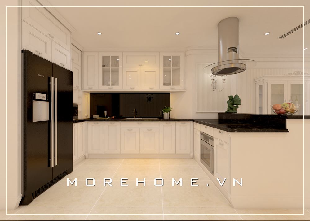 tủ bếp đẹp cho phòng bếp tân cổ điển