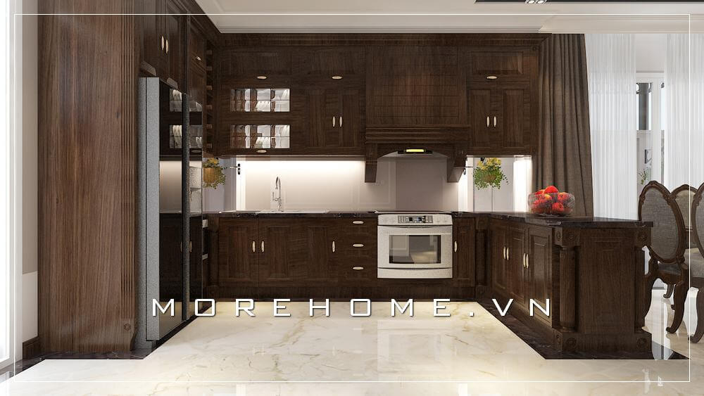 tủ bếp đẹp cho phòng bếp tân cổ điển