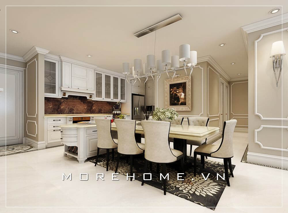 tủ bếp đẹp cho phòng bếp tân cổ điển