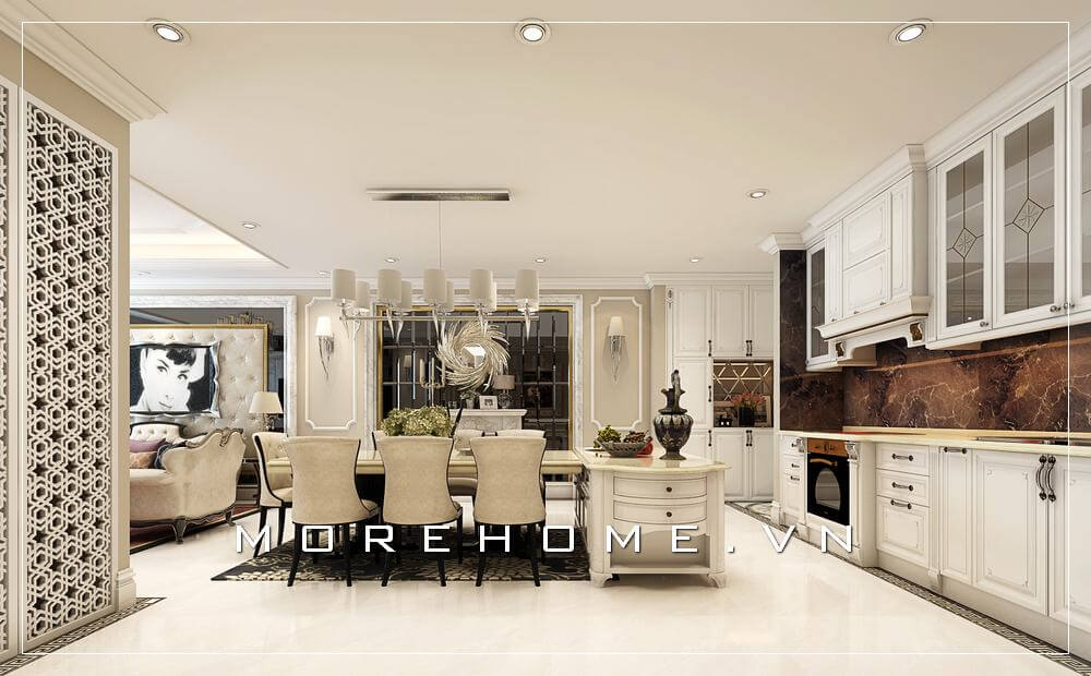 tủ bếp đẹp cho phòng bếp tân cổ điển