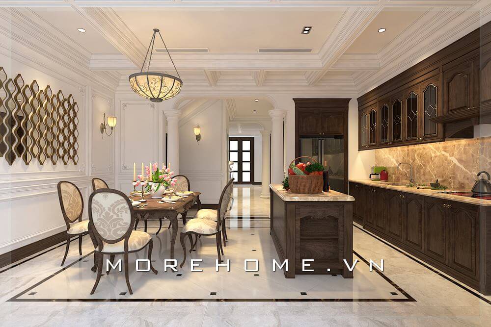 tủ bếp đẹp cho phòng bếp tân cổ điển