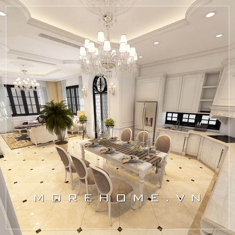 tủ bếp đẹp cho phòng bếp tân cổ điển