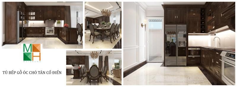 Thiết kế tủ bếp gỗ tự nhiên, gỗ công nghiệp