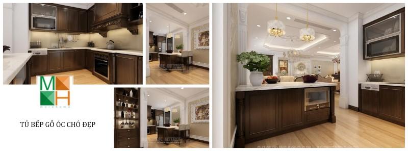 Thiết kế tủ bếp gỗ tự nhiên, gỗ công nghiệp