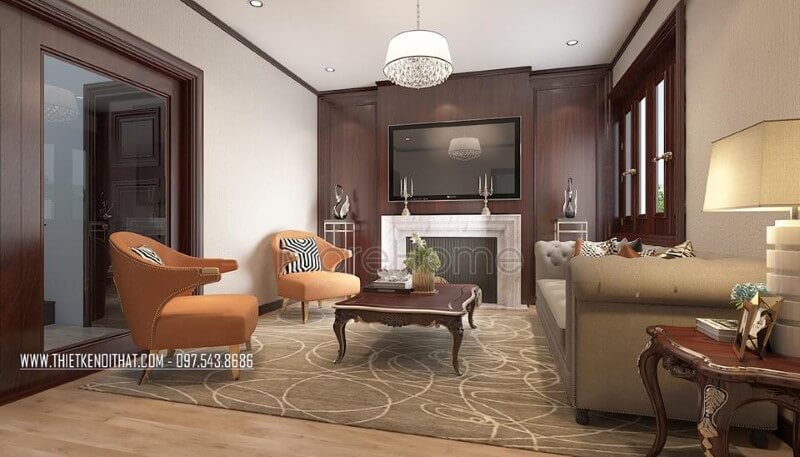 Mẫu thiết kế nội thất biệt thự tân cổ điển nhẹ nhàng và ấn tượng tại Bắc Ninh Mẫu nội thất biệt thự tân cổ điển