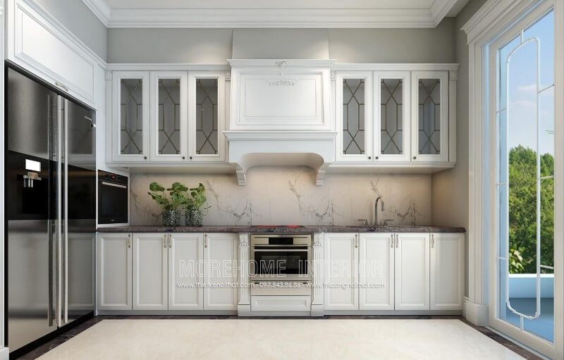 Mẫu tủ bếp gỗ tự nhiên cao cấp được Morehome hoàn thiện. Hãy nhanh tay liên hệ 097.543.8686 để báo giá và đặt sản xuất tủ bếp theo yêu cầu của mình nhe Báo giá tủ bếp đẹp